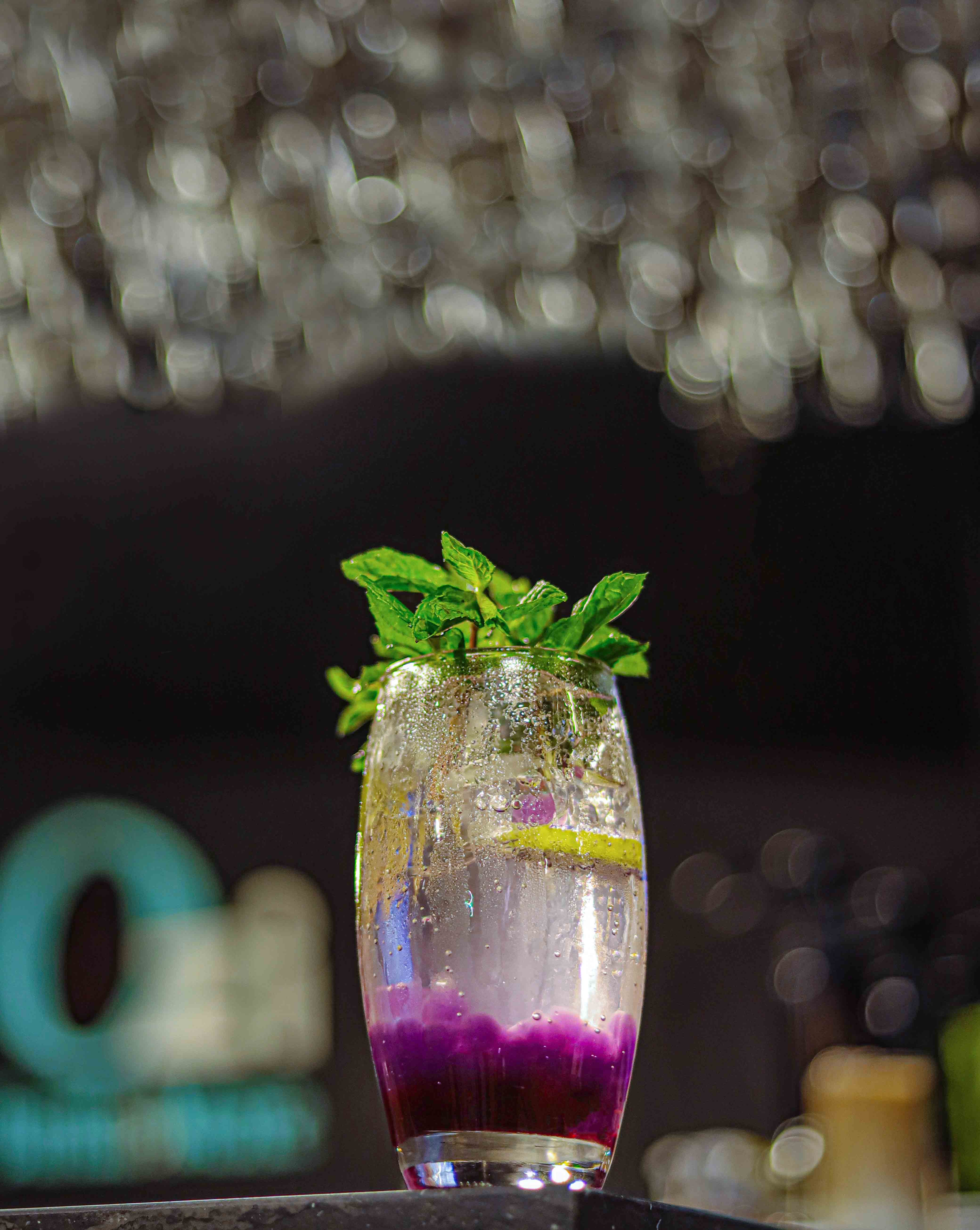 Purple mojito cocktail
